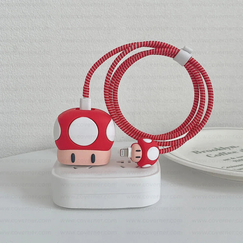 Iphone Charger Case Cover - Marioo Bros - 4 Piece Set (With Wire Protector)