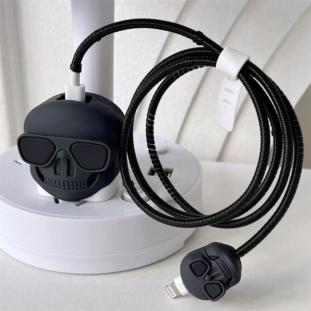 Iphone Charger Case Cover - Drip Skull - 4 Piece Set (With Wire Protector)