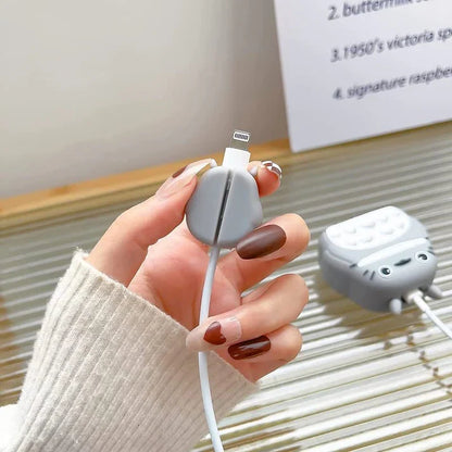 Iphone Charger Case Cover - Meow Cow- 4 Piece Set (With Wire Protector)