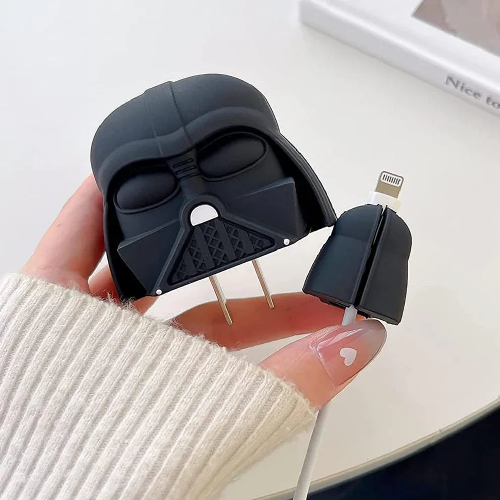 Iphone Charger Case Cover - Darth Vader - 4 Piece Set (With Wire Protector)