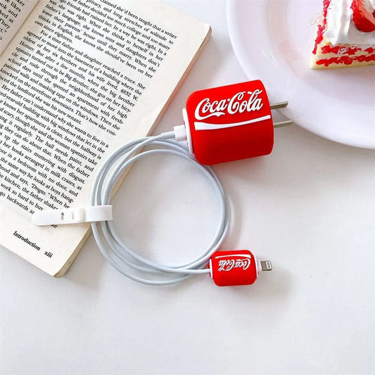 Iphone Charger Case Cover - Coca Cola - 4 Piece Set (With Wire Protector)