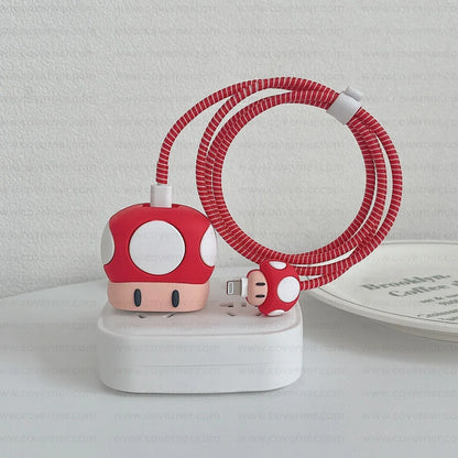 Iphone Charger Case Cover - Marioo Bros - 4 Piece Set (With Wire Protector)